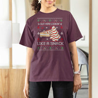 Debbies Christmas Tree Cake T Shirt For Women Out Here Lookin Like A Snack - Wonder Print Shop