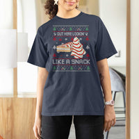 Debbies Christmas Tree Cake T Shirt For Women Out Here Lookin Like A Snack - Wonder Print Shop
