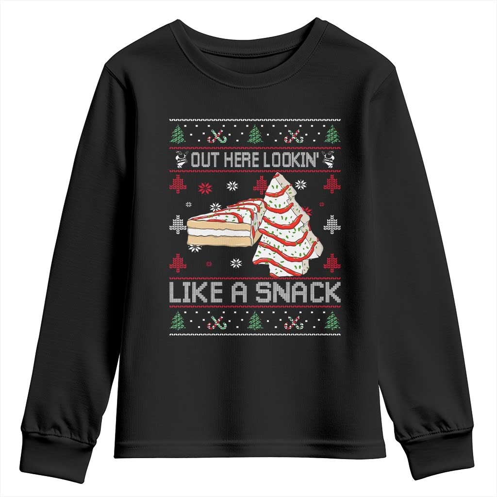 Debbies Christmas Tree Cake Youth Sweatshirt Out Here Lookin Like A Snack - Wonder Print Shop