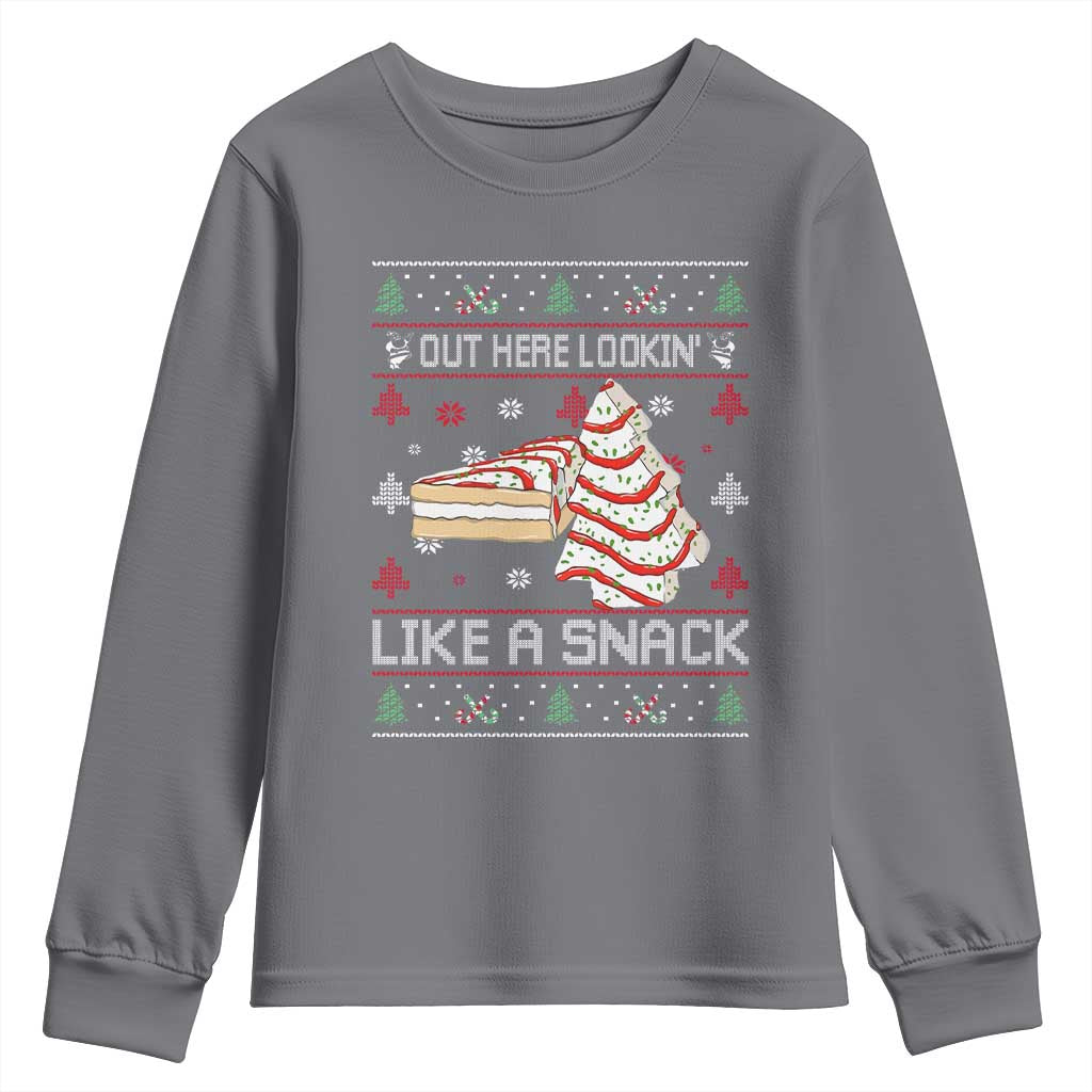 Debbies Christmas Tree Cake Youth Sweatshirt Out Here Lookin Like A Snack - Wonder Print Shop