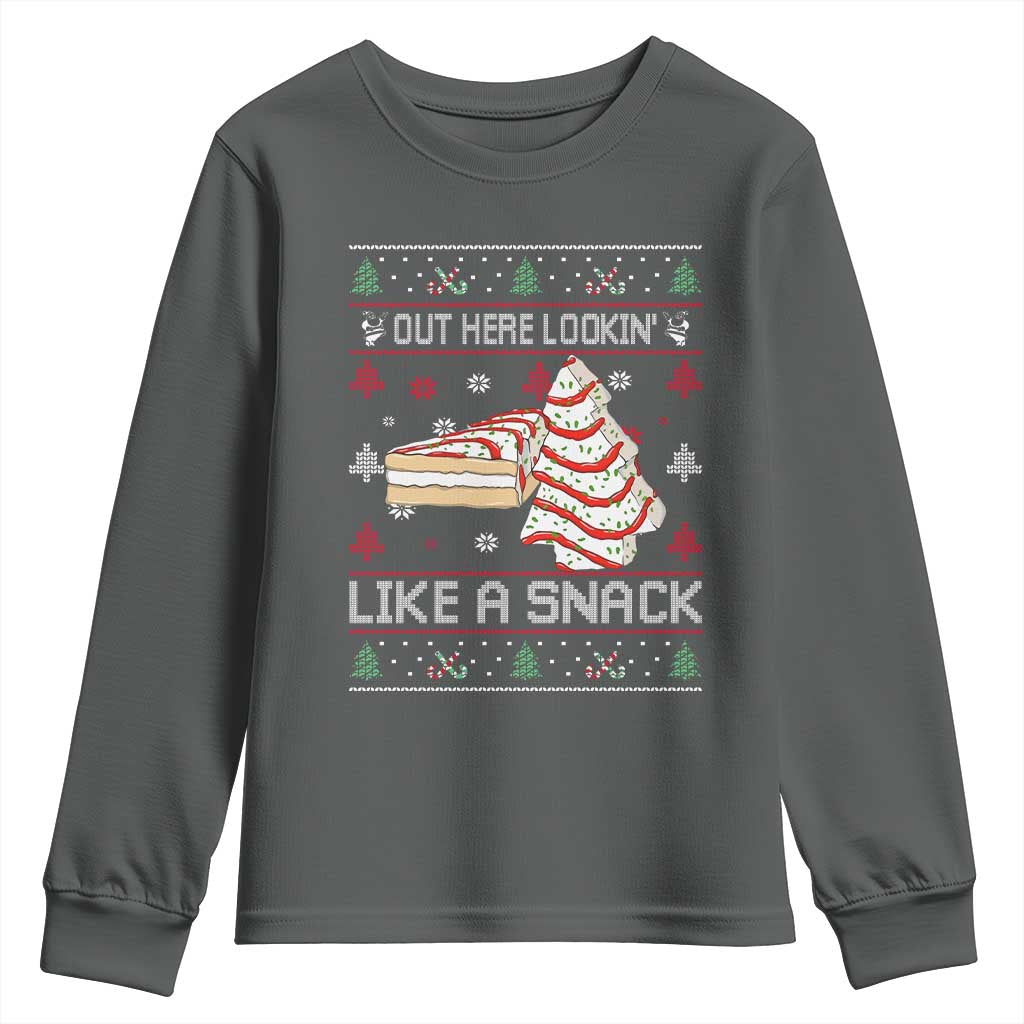 Debbies Christmas Tree Cake Youth Sweatshirt Out Here Lookin Like A Snack - Wonder Print Shop