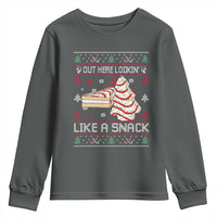 Debbies Christmas Tree Cake Youth Sweatshirt Out Here Lookin Like A Snack - Wonder Print Shop