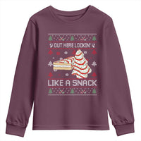 Debbies Christmas Tree Cake Youth Sweatshirt Out Here Lookin Like A Snack - Wonder Print Shop