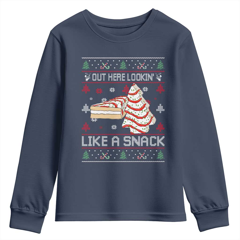 Debbies Christmas Tree Cake Youth Sweatshirt Out Here Lookin Like A Snack - Wonder Print Shop