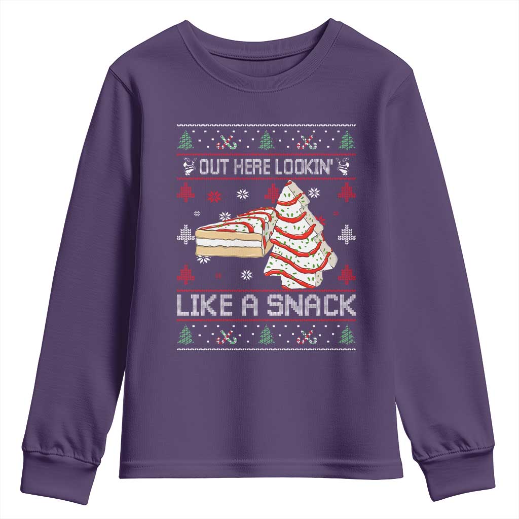 Debbies Christmas Tree Cake Youth Sweatshirt Out Here Lookin Like A Snack - Wonder Print Shop