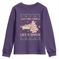 Debbies Christmas Tree Cake Youth Sweatshirt Out Here Lookin Like A Snack - Wonder Print Shop