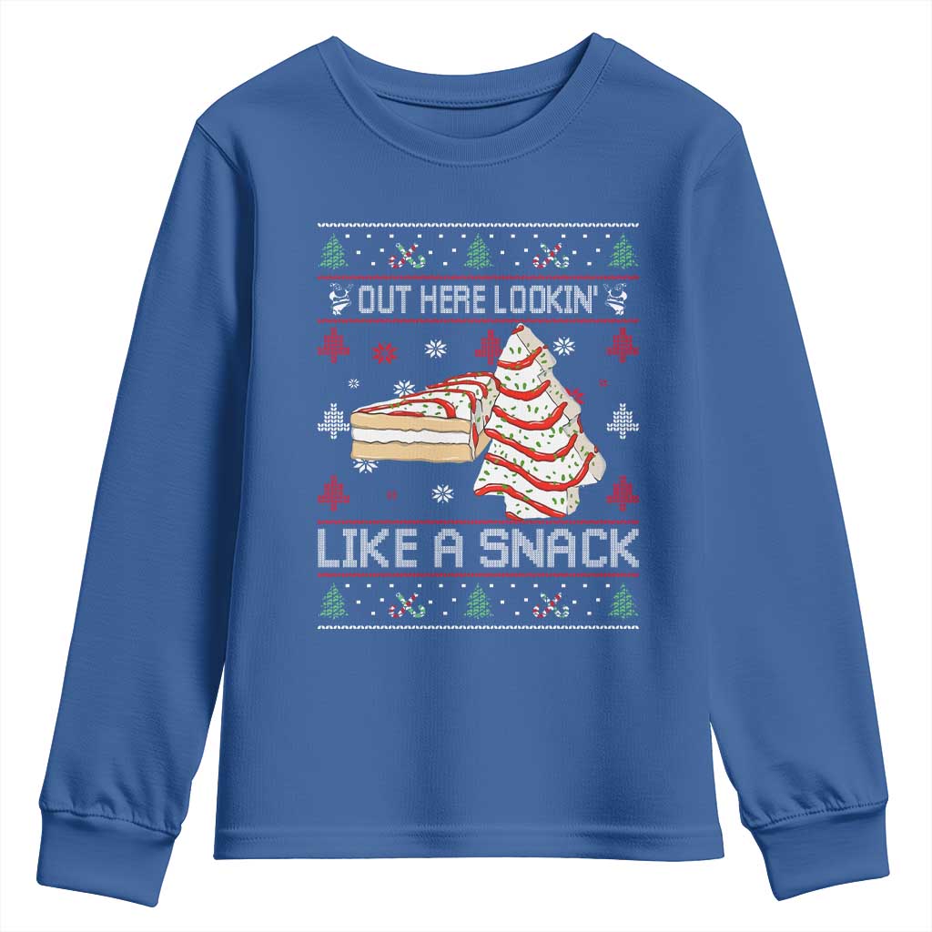 Debbies Christmas Tree Cake Youth Sweatshirt Out Here Lookin Like A Snack - Wonder Print Shop