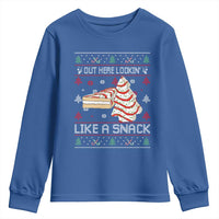 Debbies Christmas Tree Cake Youth Sweatshirt Out Here Lookin Like A Snack - Wonder Print Shop