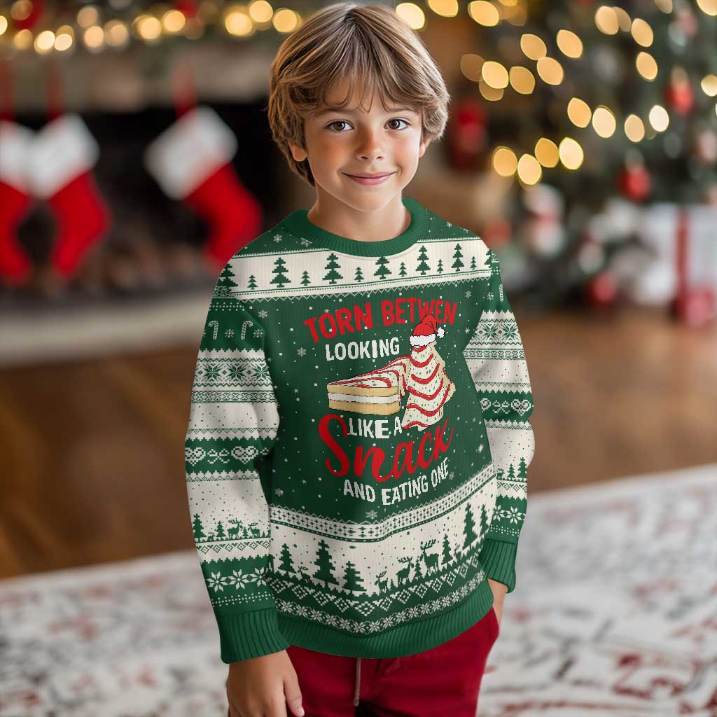 Torn Between Looking Like A Snack Or Eating One Xmas Ugly Christmas Sweater Debbies Tree Cake - Wonder Print Shop