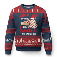 Torn Between Looking Like A Snack Or Eating One Xmas Ugly Christmas Sweater Debbies Tree Cake - Wonder Print Shop