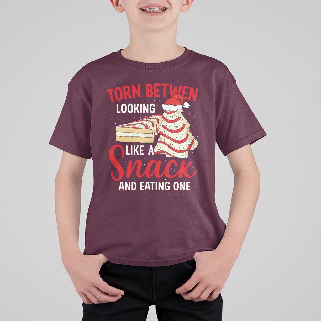 Torn Between Looking Like A Snack Or Eating One Christmas T Shirt For Kid Debbies Tree Cake - Wonder Print Shop