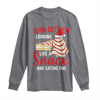 Torn Between Looking Like A Snack Or Eating One Christmas Long Sleeve Shirt Debbies Tree Cake - Wonder Print Shop