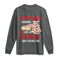 Torn Between Looking Like A Snack Or Eating One Christmas Long Sleeve Shirt Debbies Tree Cake - Wonder Print Shop