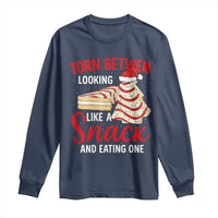 Torn Between Looking Like A Snack Or Eating One Christmas Long Sleeve Shirt Debbies Tree Cake - Wonder Print Shop
