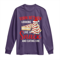 Torn Between Looking Like A Snack Or Eating One Christmas Long Sleeve Shirt Debbies Tree Cake - Wonder Print Shop