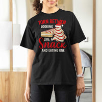 Torn Between Looking Like A Snack Or Eating One Christmas T Shirt For Women Debbies Tree Cake - Wonder Print Shop