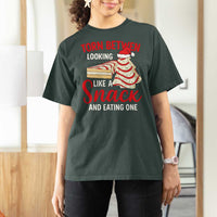 Torn Between Looking Like A Snack Or Eating One Christmas T Shirt For Women Debbies Tree Cake - Wonder Print Shop