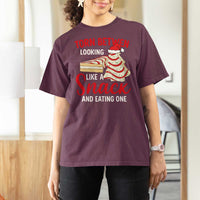 Torn Between Looking Like A Snack Or Eating One Christmas T Shirt For Women Debbies Tree Cake - Wonder Print Shop