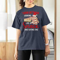 Torn Between Looking Like A Snack Or Eating One Christmas T Shirt For Women Debbies Tree Cake - Wonder Print Shop
