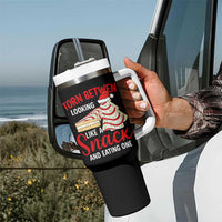 Torn Between Looking Like A Snack Or Eating One Christmas Tumbler With Handle Debbies Tree Cake - Wonder Print Shop