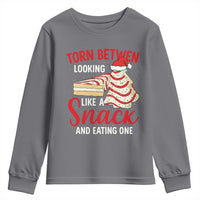 Torn Between Looking Like A Snack Or Eating One Christmas Youth Sweatshirt Debbies Tree Cake - Wonder Print Shop