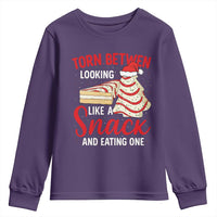 Torn Between Looking Like A Snack Or Eating One Christmas Youth Sweatshirt Debbies Tree Cake - Wonder Print Shop