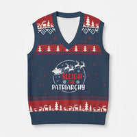 Sleigh The Patriarchy V-Neck Knit Sweater Vest Feminist Xmas Womens Rights - Wonder Print Shop