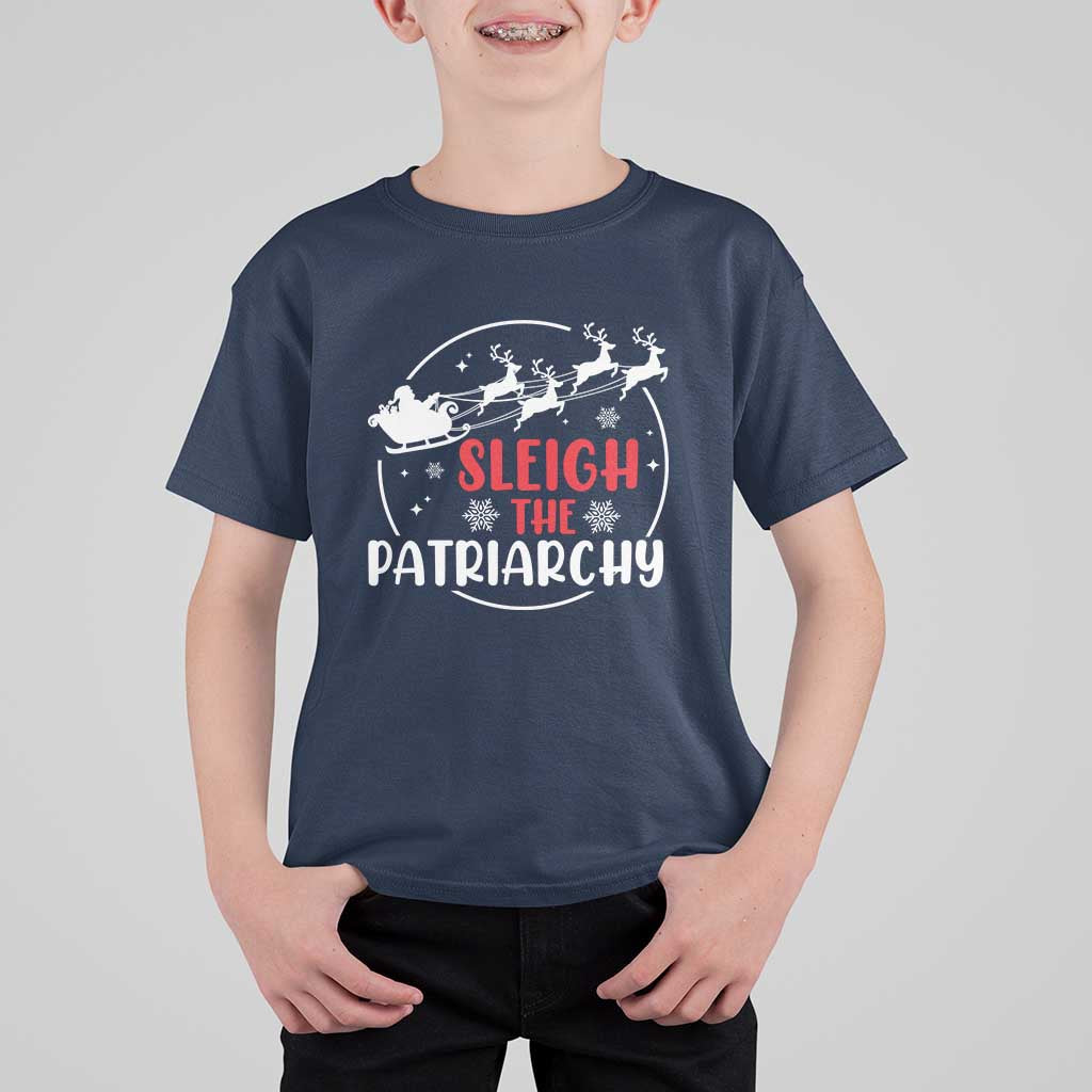 Sleigh The Patriarchy T Shirt For Kid Feminist Christmas Womens Rights - Wonder Print Shop