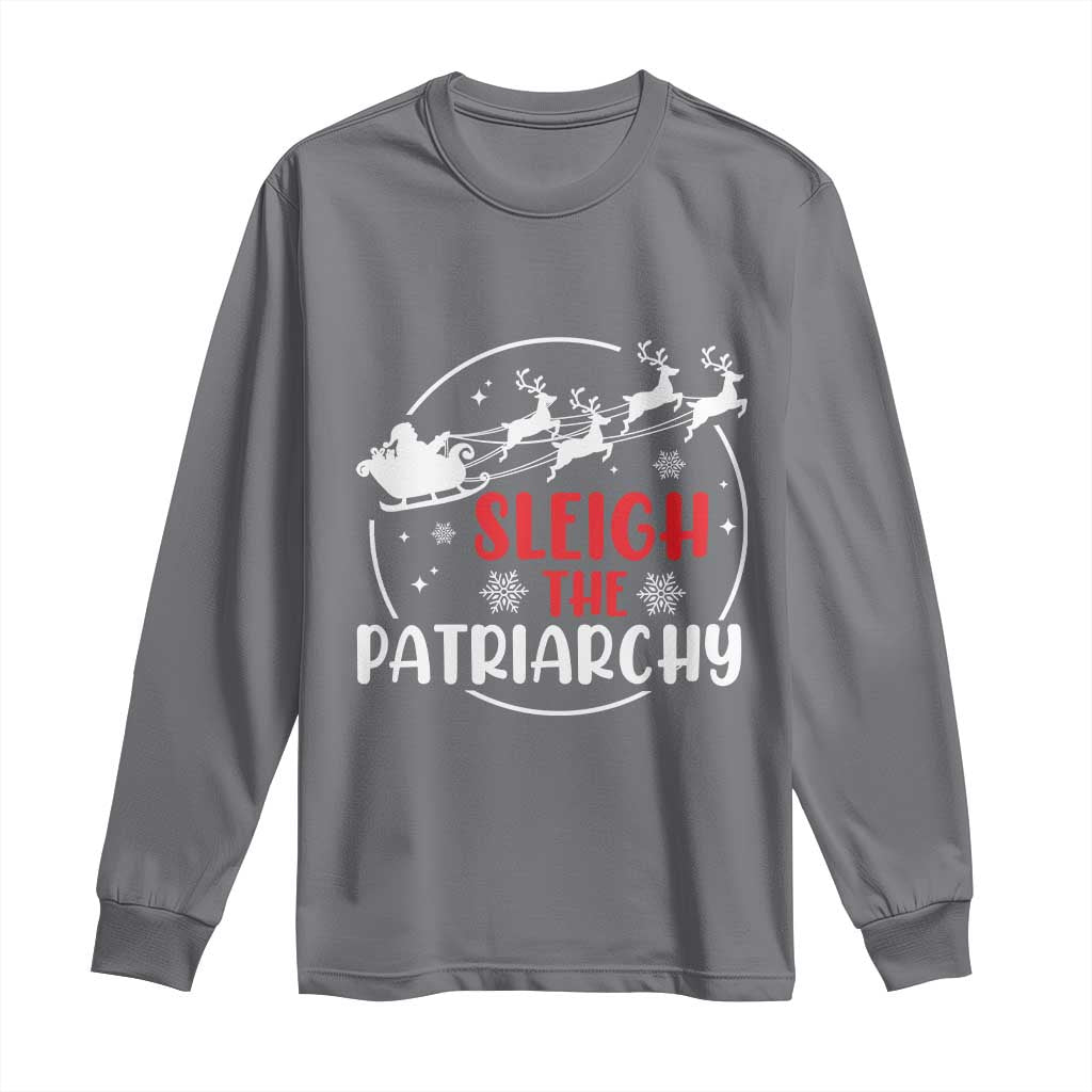 Sleigh The Patriarchy Long Sleeve Shirt Feminist Christmas Womens Rights - Wonder Print Shop