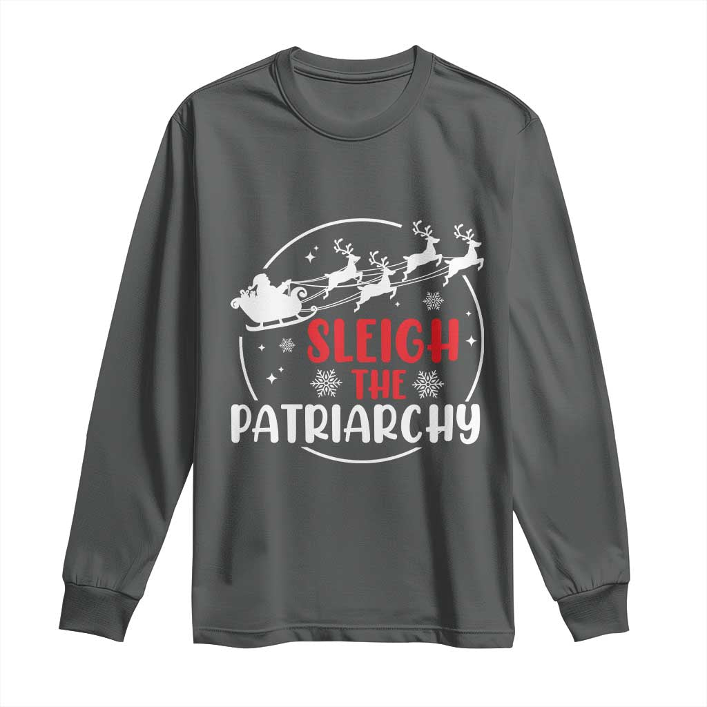 Sleigh The Patriarchy Long Sleeve Shirt Feminist Christmas Womens Rights - Wonder Print Shop