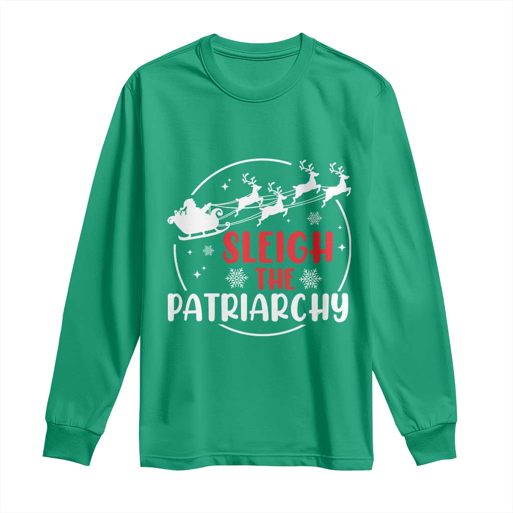 Sleigh The Patriarchy Long Sleeve Shirt Feminist Christmas Womens Rights - Wonder Print Shop
