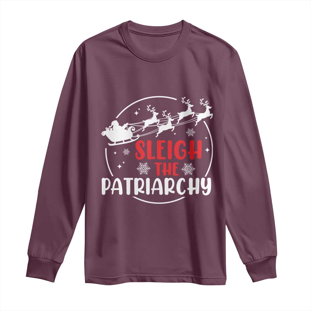 Sleigh The Patriarchy Long Sleeve Shirt Feminist Christmas Womens Rights - Wonder Print Shop