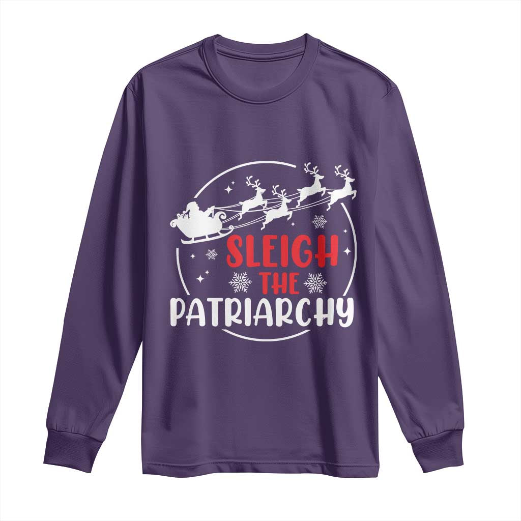 Sleigh The Patriarchy Long Sleeve Shirt Feminist Christmas Womens Rights - Wonder Print Shop