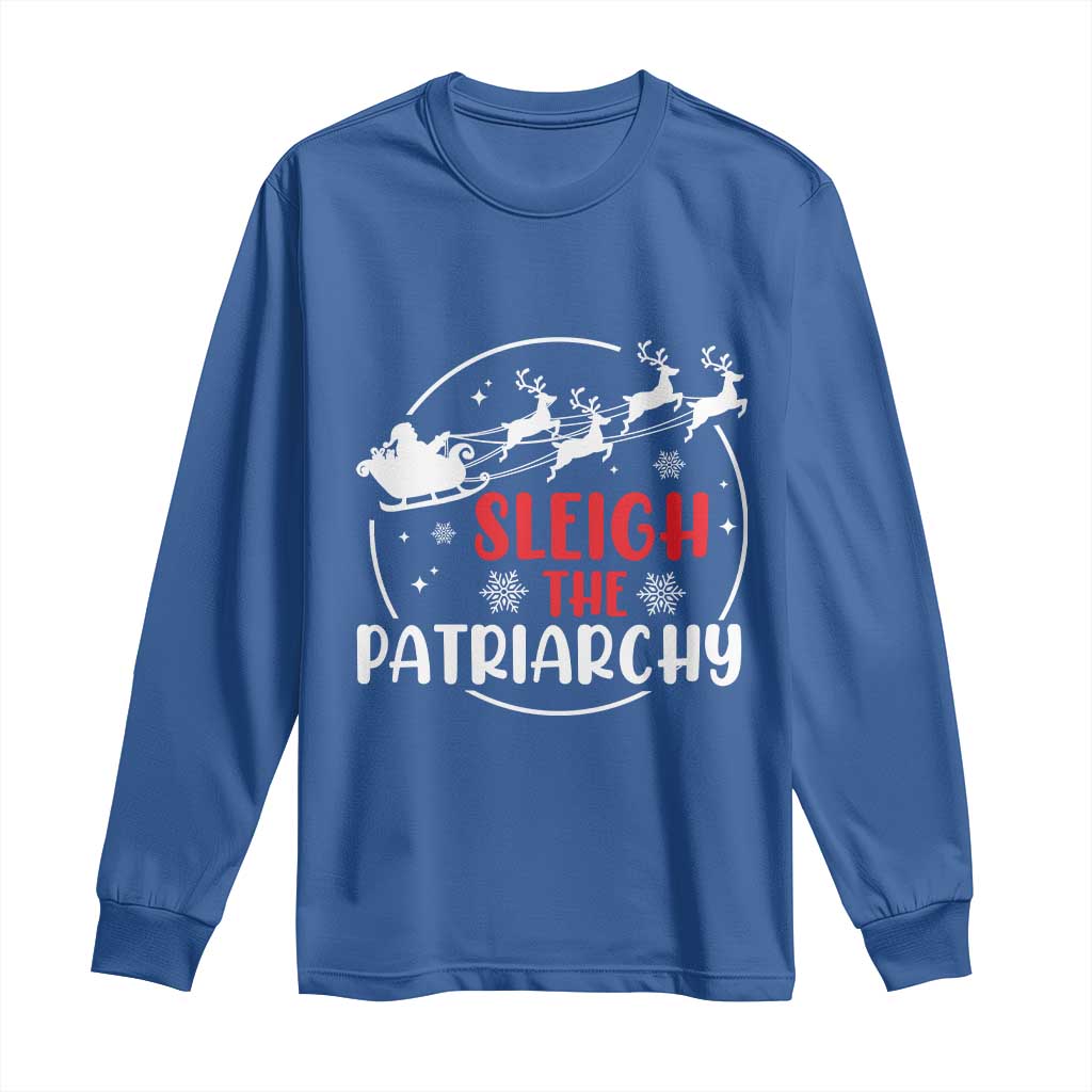 Sleigh The Patriarchy Long Sleeve Shirt Feminist Christmas Womens Rights - Wonder Print Shop
