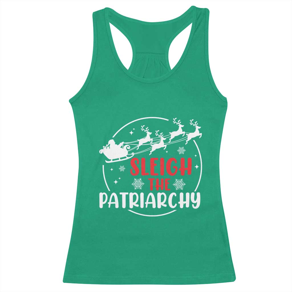 Sleigh The Patriarchy Racerback Tank Top Feminist Christmas Womens Rights - Wonder Print Shop