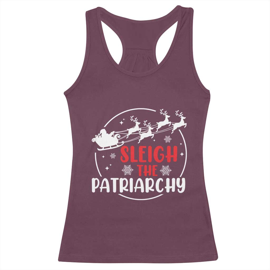 Sleigh The Patriarchy Racerback Tank Top Feminist Christmas Womens Rights - Wonder Print Shop