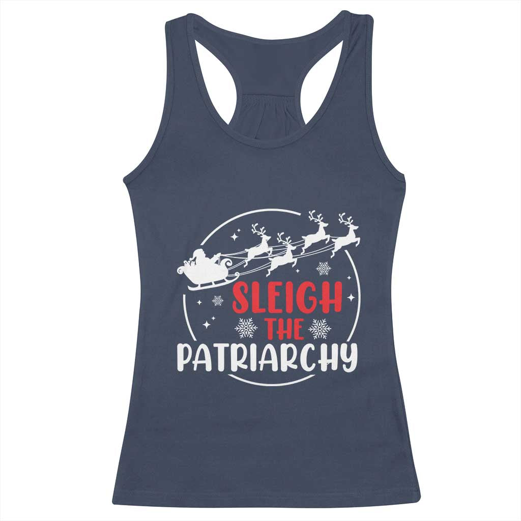 Sleigh The Patriarchy Racerback Tank Top Feminist Christmas Womens Rights - Wonder Print Shop