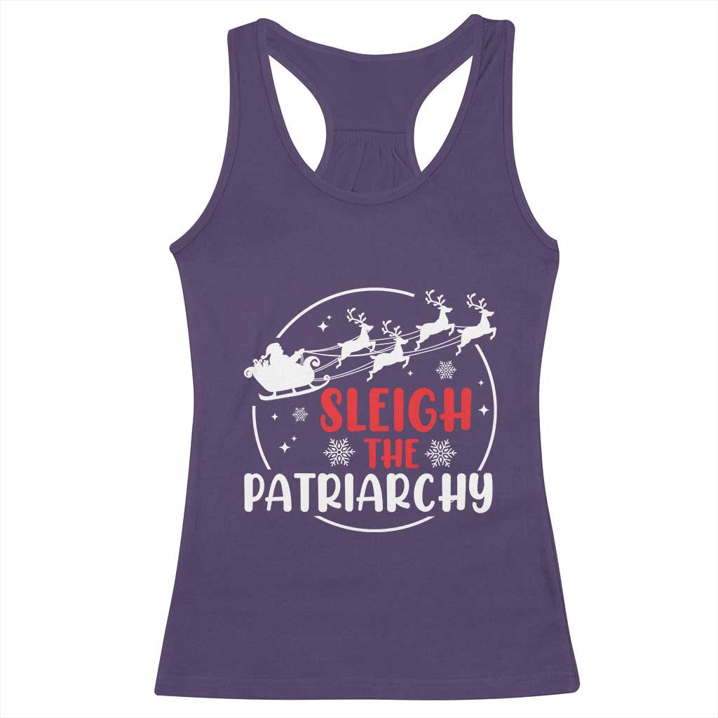 Sleigh The Patriarchy Racerback Tank Top Feminist Christmas Womens Rights - Wonder Print Shop