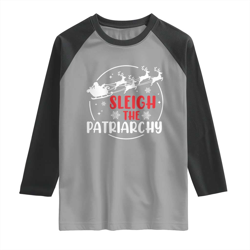 Sleigh The Patriarchy Raglan Shirt Feminist Christmas Womens Rights - Wonder Print Shop