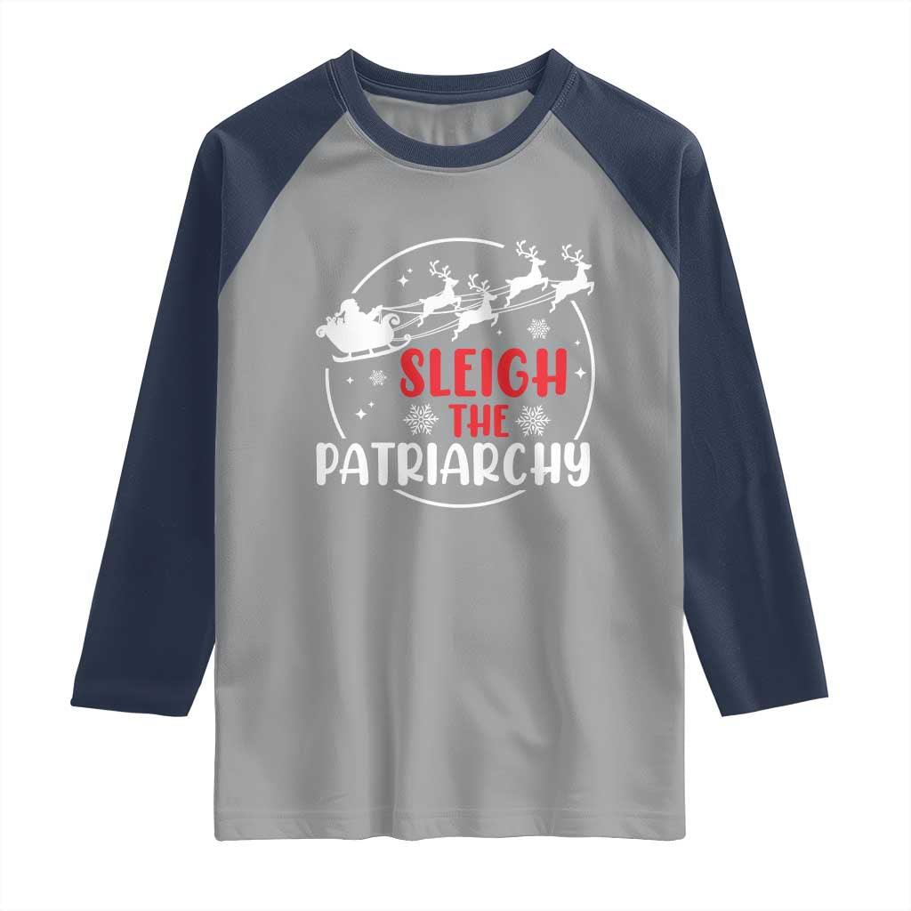 Sleigh The Patriarchy Raglan Shirt Feminist Christmas Womens Rights - Wonder Print Shop