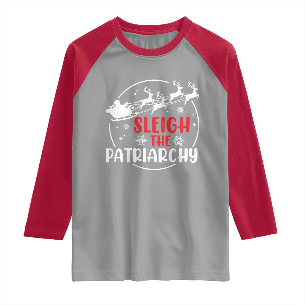 Sleigh The Patriarchy Raglan Shirt Feminist Christmas Womens Rights - Wonder Print Shop
