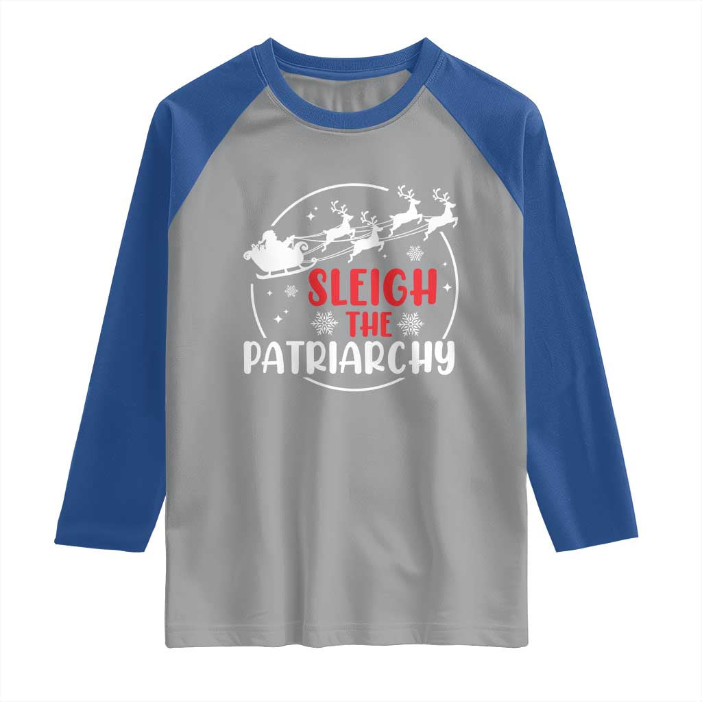 Sleigh The Patriarchy Raglan Shirt Feminist Christmas Womens Rights - Wonder Print Shop