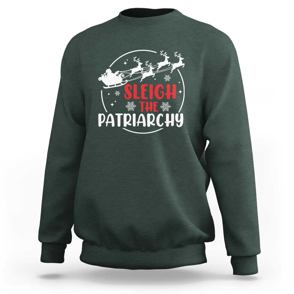 Sleigh The Patriarchy Sweatshirt Feminist Christmas Womens Rights - Wonder Print Shop