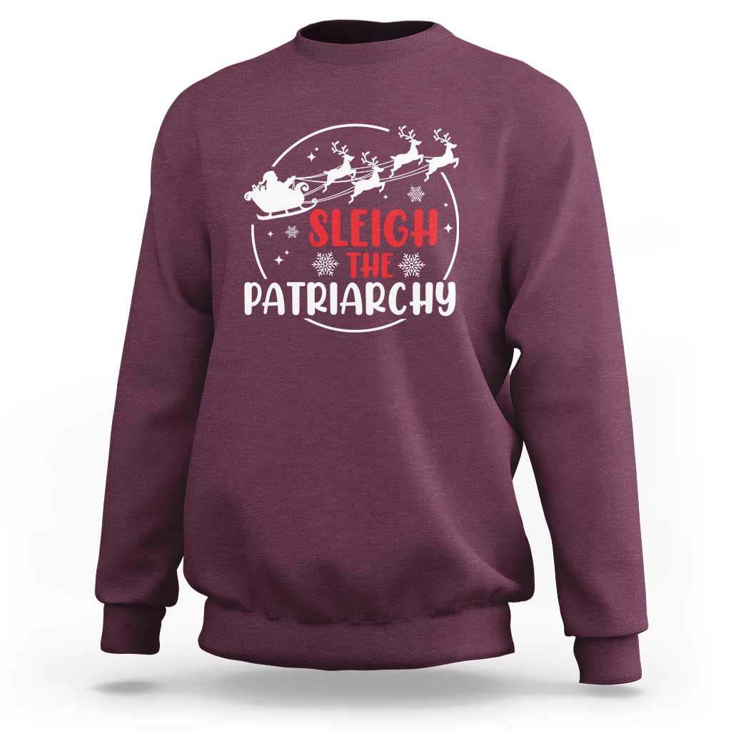 Sleigh The Patriarchy Sweatshirt Feminist Christmas Womens Rights - Wonder Print Shop