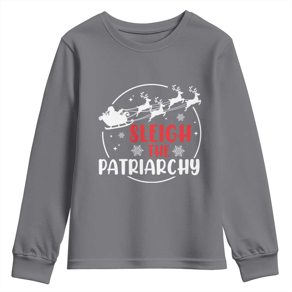 Sleigh The Patriarchy Youth Sweatshirt Feminist Christmas Womens Rights - Wonder Print Shop