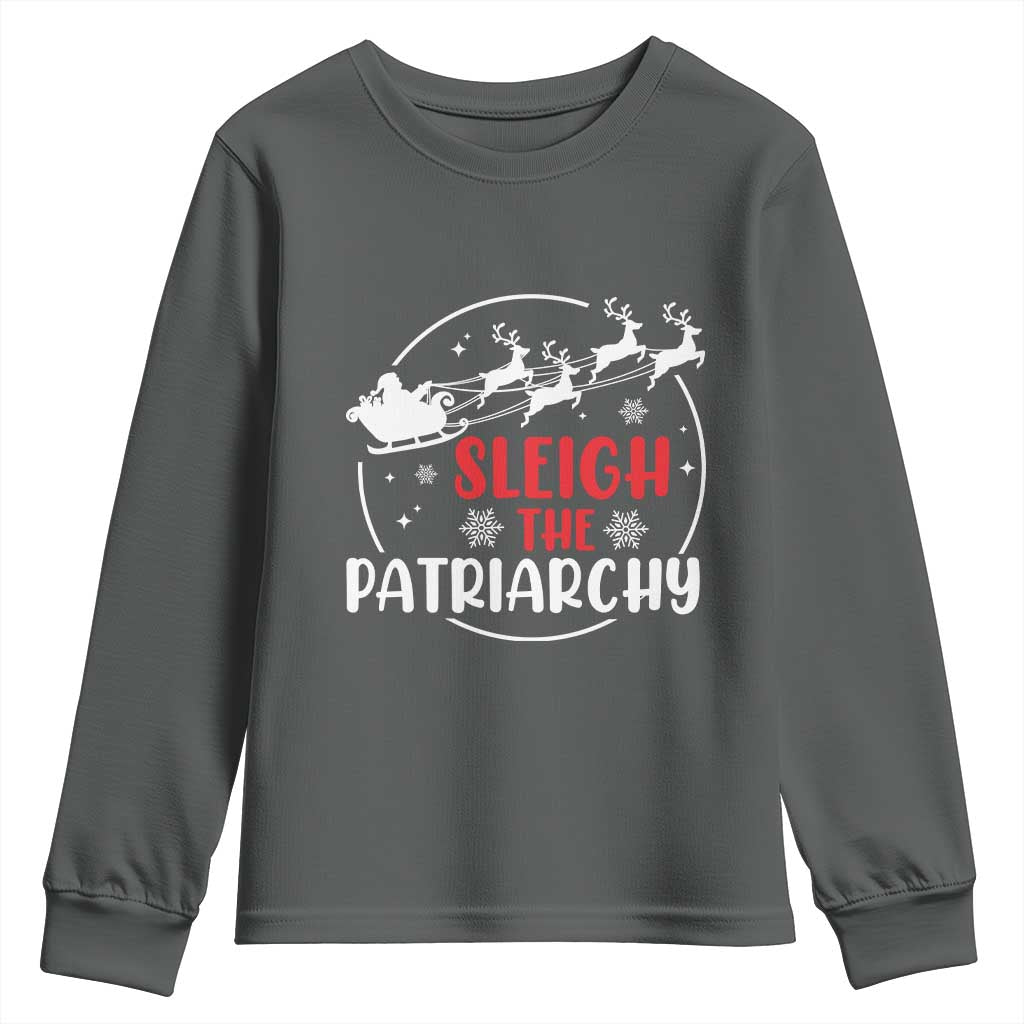 Sleigh The Patriarchy Youth Sweatshirt Feminist Christmas Womens Rights - Wonder Print Shop