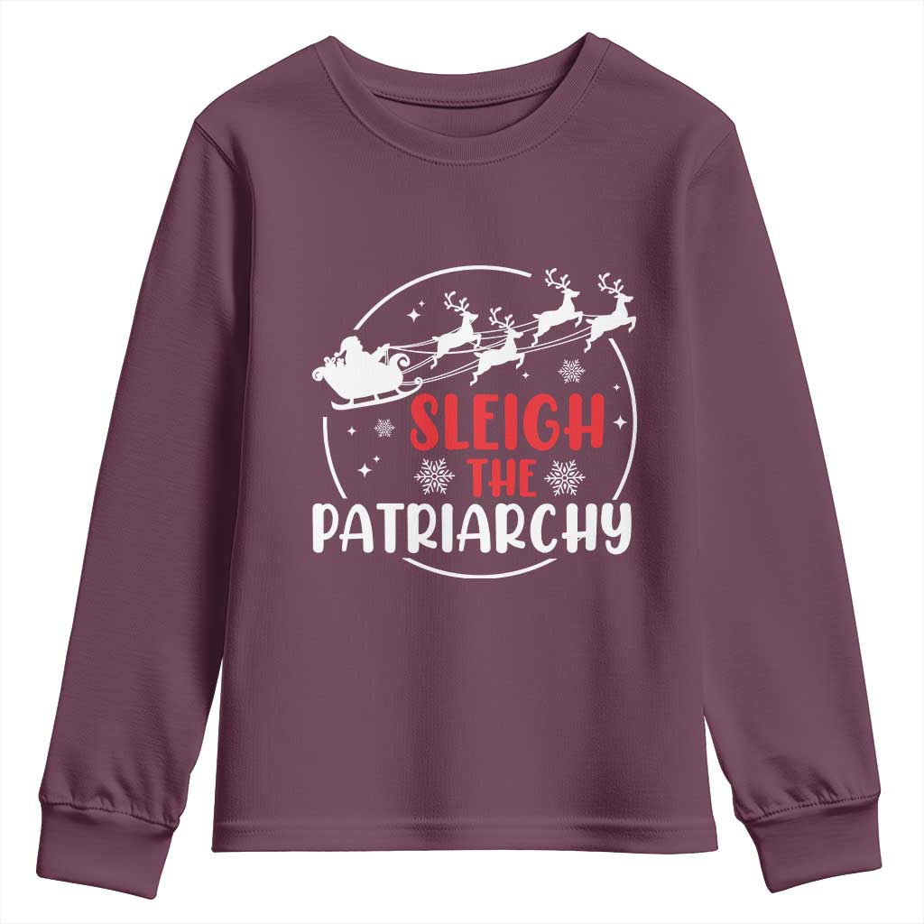Sleigh The Patriarchy Youth Sweatshirt Feminist Christmas Womens Rights - Wonder Print Shop