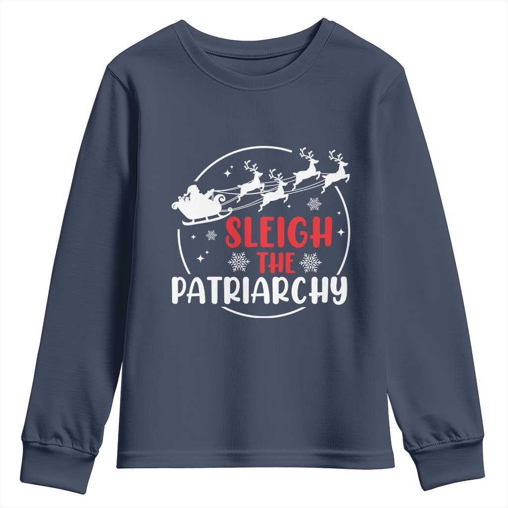 Sleigh The Patriarchy Youth Sweatshirt Feminist Christmas Womens Rights - Wonder Print Shop