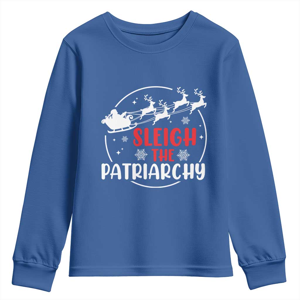 Sleigh The Patriarchy Youth Sweatshirt Feminist Christmas Womens Rights - Wonder Print Shop
