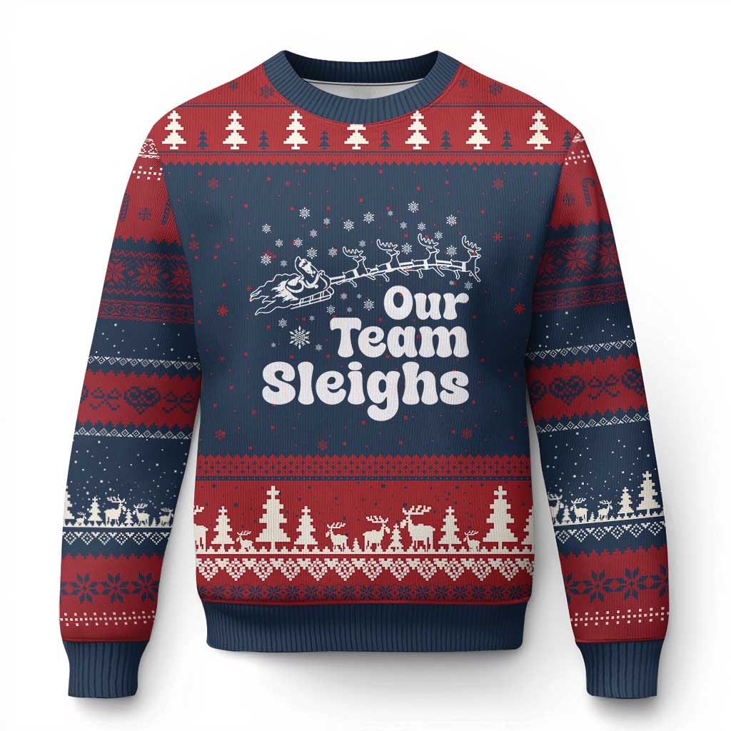 Our Team Sleighs Xmas Matching Group Ugly Christmas Sweater Office Team - Wonder Print Shop